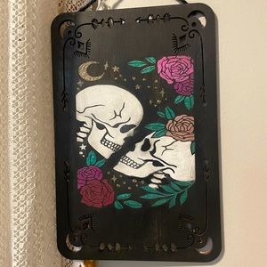 Handpainted Wood Skull Wall Decor